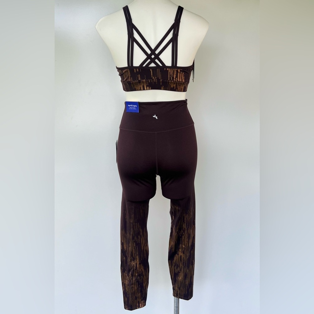 JoyLab 2pc Strappy Back Shine Sports Bra, High-Waisted 7/8 Shine Leggings Size:S - Picture 12 of 16